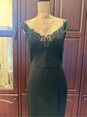 Abs Style Elegant Black Lace-Accent Women's Dress